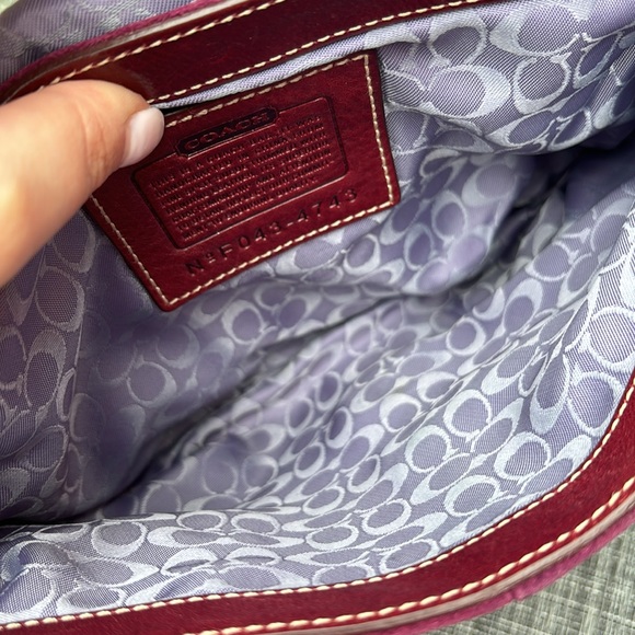 Coach Crossbody Handbag Soho Suede Plum Purple Flap Faux Buckle Adjustable strap - Picture 7 of 7